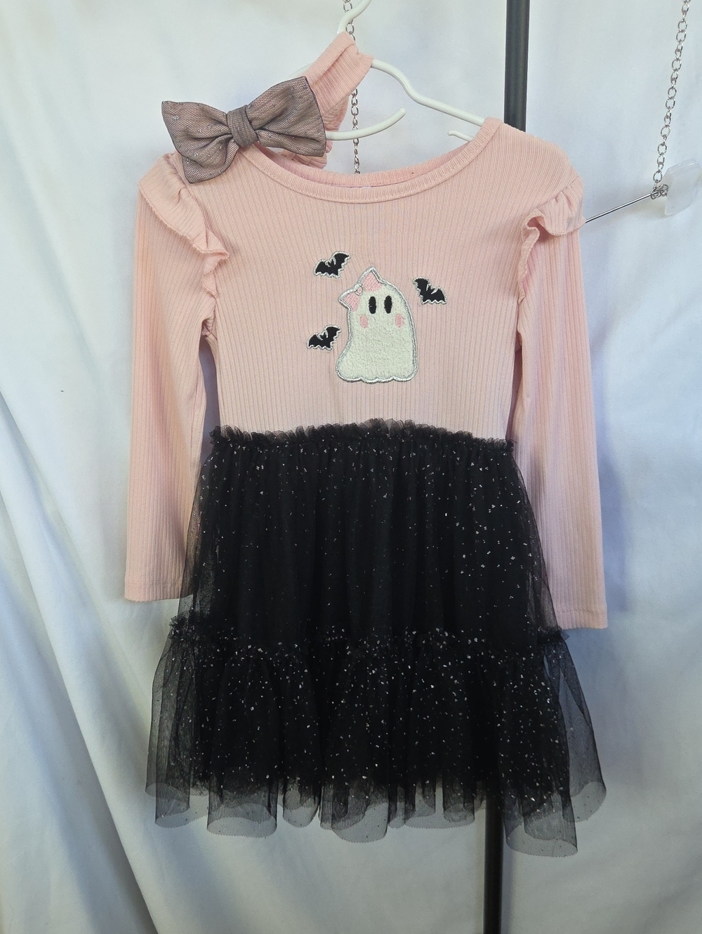 Joyful Moments Pink and Black Ghost Halloween Dress